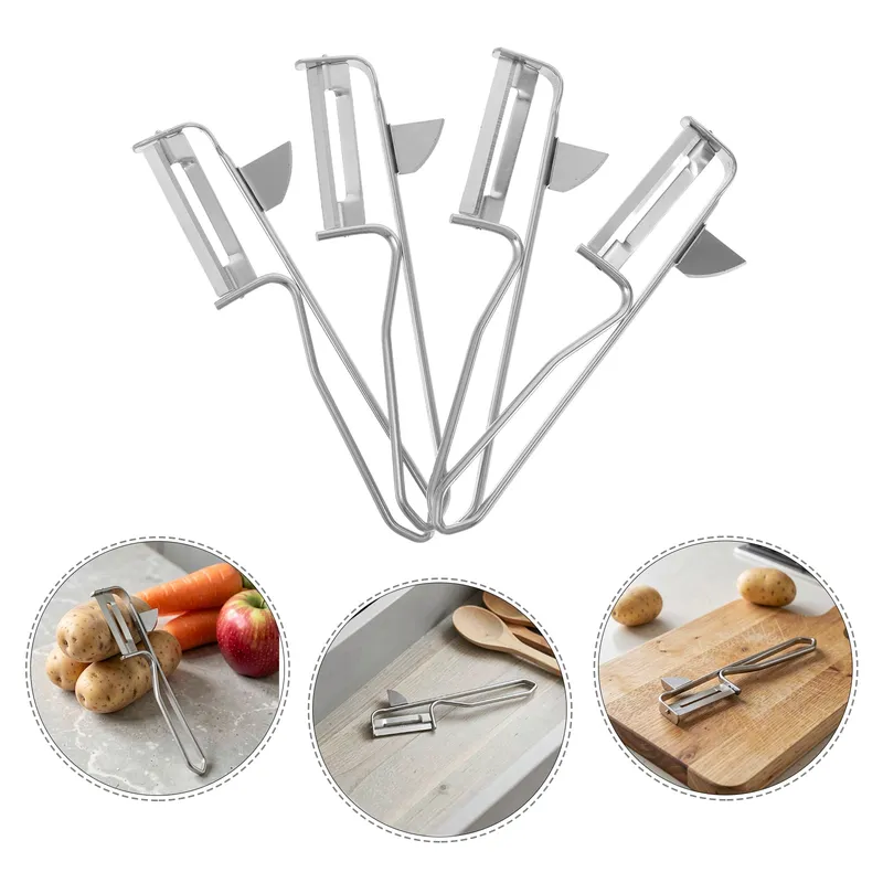 4pcs Stainless Steel Vegetable Peeler Potato Carrot Grater Onion Cabbage Shredder Left Handed Swivel Fruits Remover