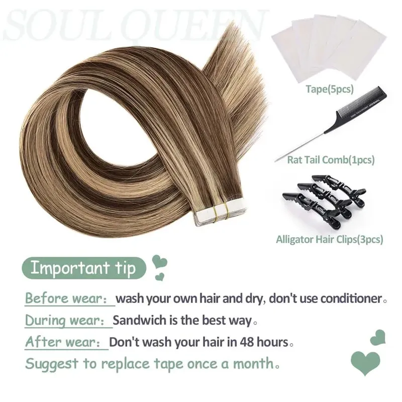 12-24" Brazilian Remy Hair 20pcs Straight Seamless Invisible Tape In Human Hair Extensions Tape In Hair Extensions Human Hair