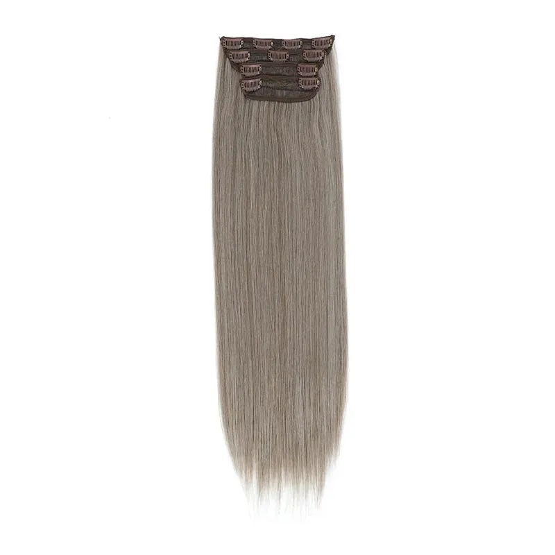 Straight High Temperature Fiber 11 Clips Ins Hair Extensions 24 Inch Orange Brown Synthetic Hair Daily Use Hair Pieces For Women