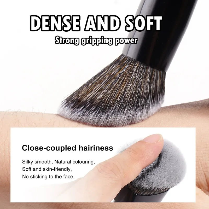 Makeup Brushes Foundation Contour Conceal 3pcs Angled Synthetic Kabuki Brushes for Blending Liquid Cream Powder Cosmetic