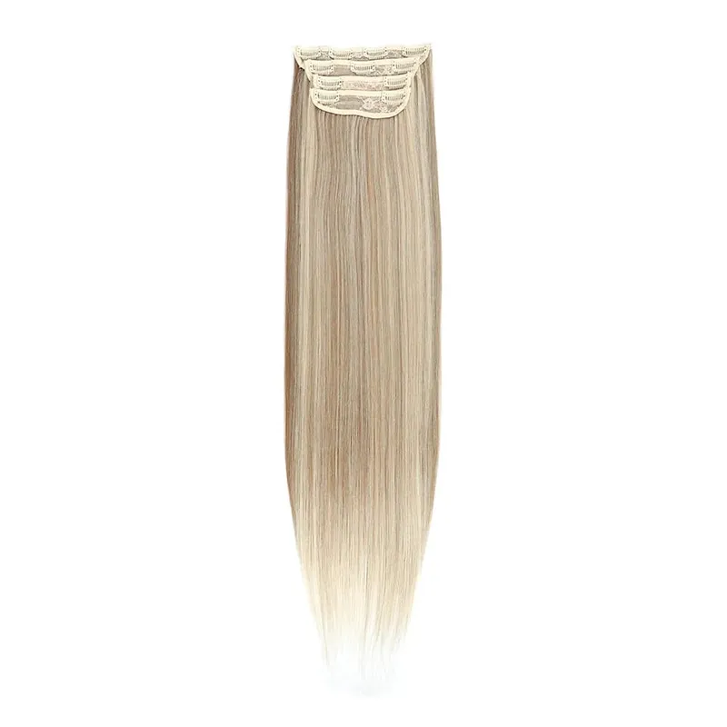 200G/lot Orange 11 Clips Ins Hair Extensions 24 Inch 4Pcs/lot Straight Highlight Synthetic Hair Clip Ins Daily Use Hair Pieces