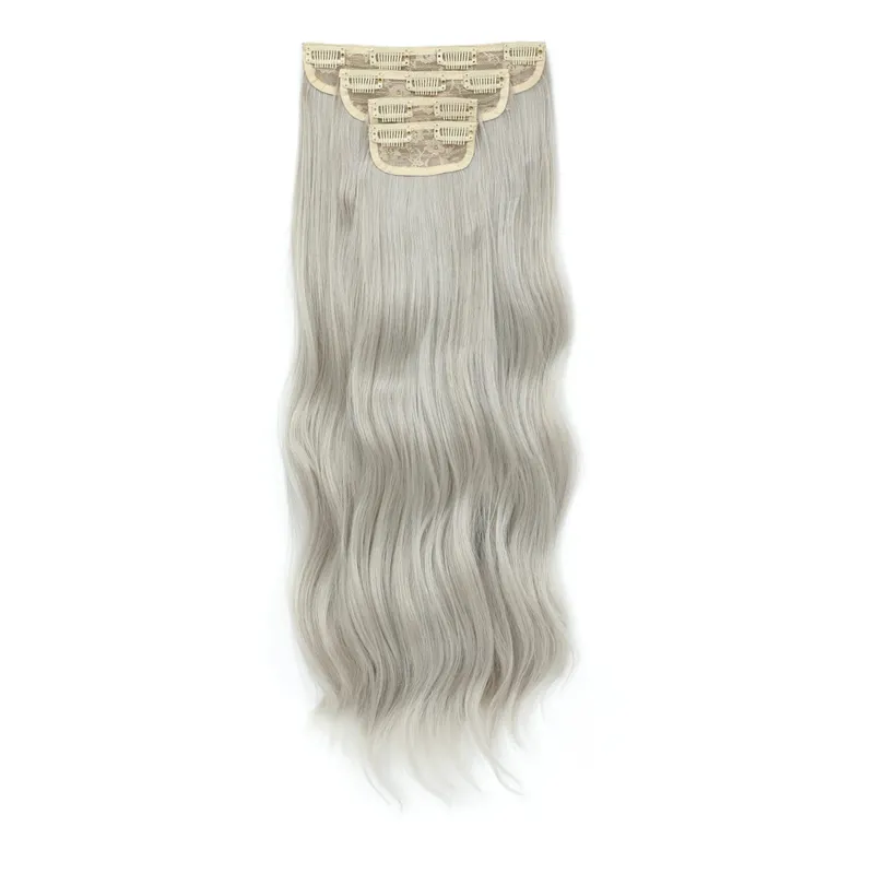 24Inch Clips Body Wave Bundle Ombre Grey Blonde P27/613 4Pcs/Lot Clip In 220g Ombre Brown 6# High Temperature Bio Synthetic Hair