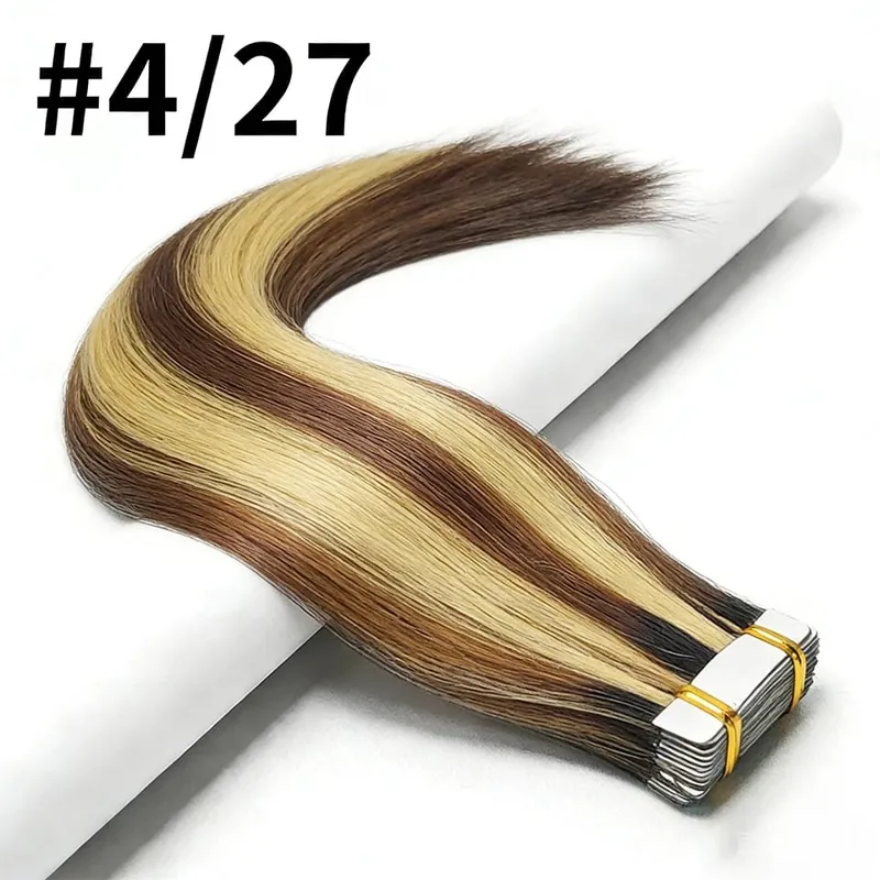 Tape Ins Human Hair Extensions Natural Black 16-26 inch 50G 20Pcs Skin Weft Seamless Invisible Silky Straight Remy Human Hair