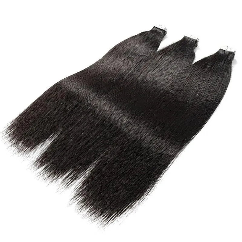 Tape Ins Human Hair Extensions Natural Black 16-26 inch 50G 20Pcs Skin Weft Seamless Invisible Silky Straight Remy Human Hair