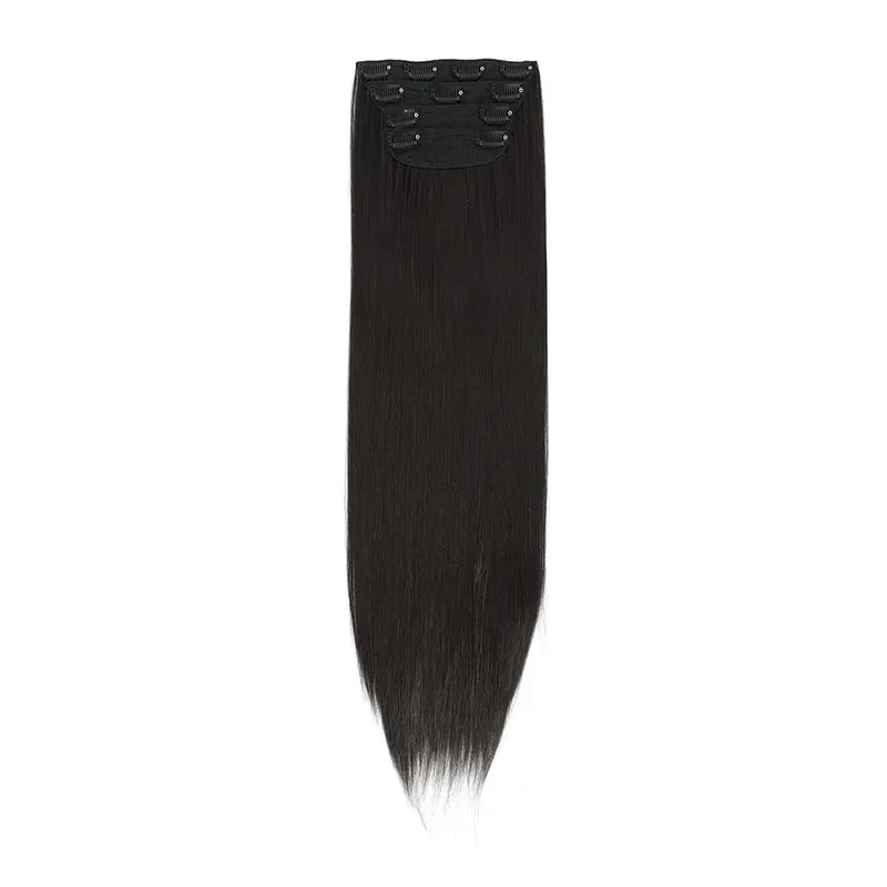 Straight High Temperature Fiber 11 Clips Ins Hair Extensions 24 Inch Orange Brown Synthetic Hair Daily Use Hair Pieces For Women