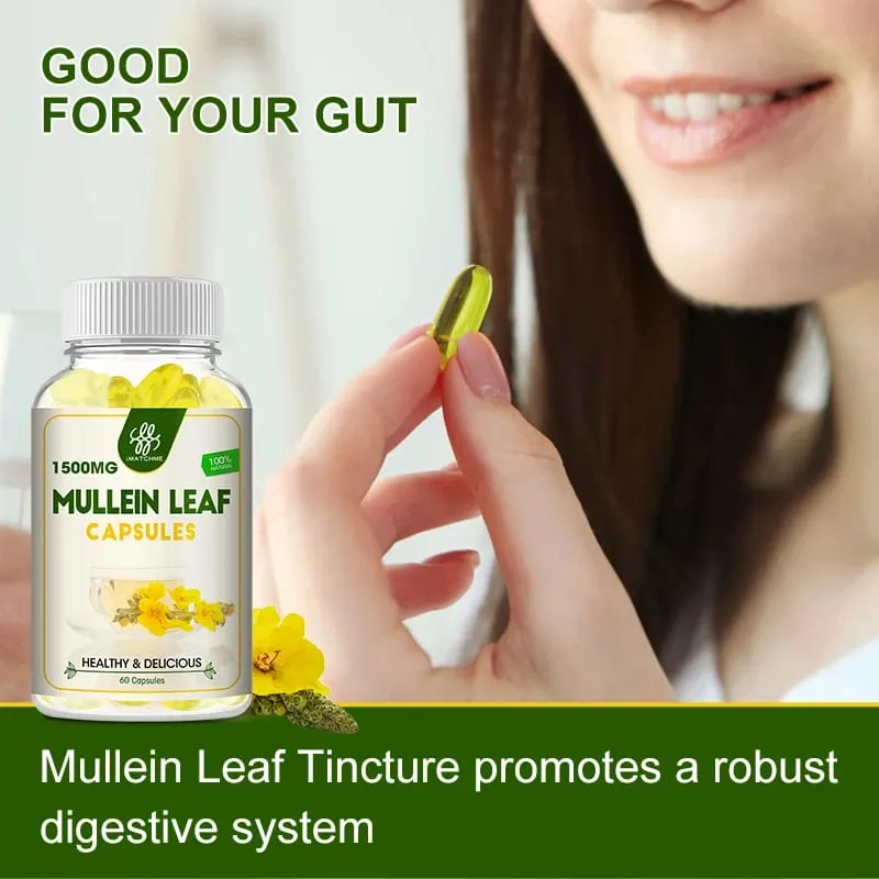 iMATCHME Mullein Leaf Capsules Lung Cleansing Unobstructed Breathing Relieve Cough Detoxification Health Care Antioxidat Enhance Immunity