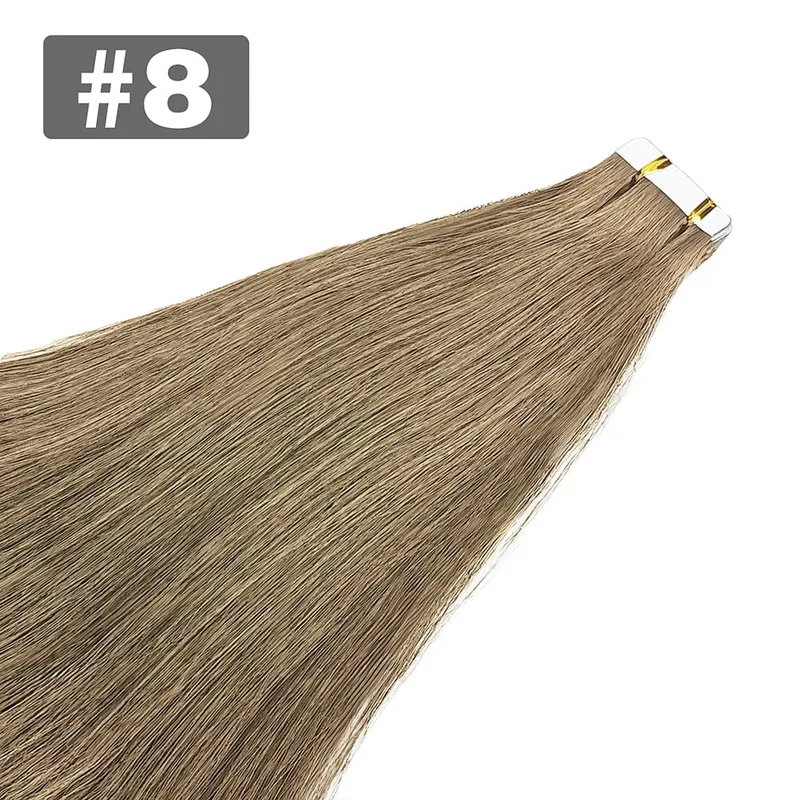 20pcs/Pack Tape In Human Hair Extensions Natural Straight 100% Remy Human Hair Extensions with Seamless Invisible Tape Ins Hair