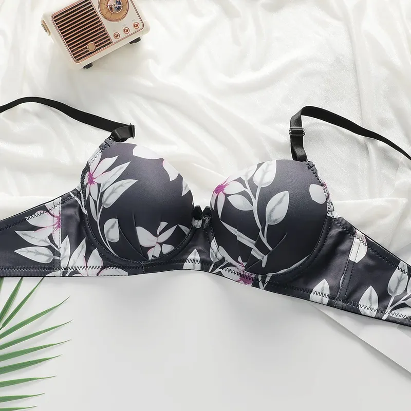 Sexy Lingerie Set for Women Pretty Printed Brassiere Push Up Bra with Steel Ring Everyday Underwear Panty Bras Set S-XL