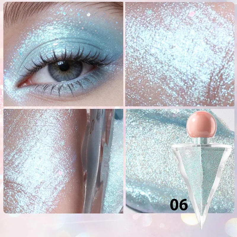 3 Colors Glitter Liquid Eyeshadow Set Shimmer Sparkly Metallic Eye Shadow Multi-Functional Highlighter Enhances Luster Lightweight Water-based Long Lasting Shiny Eye Makeup For Party Festival.