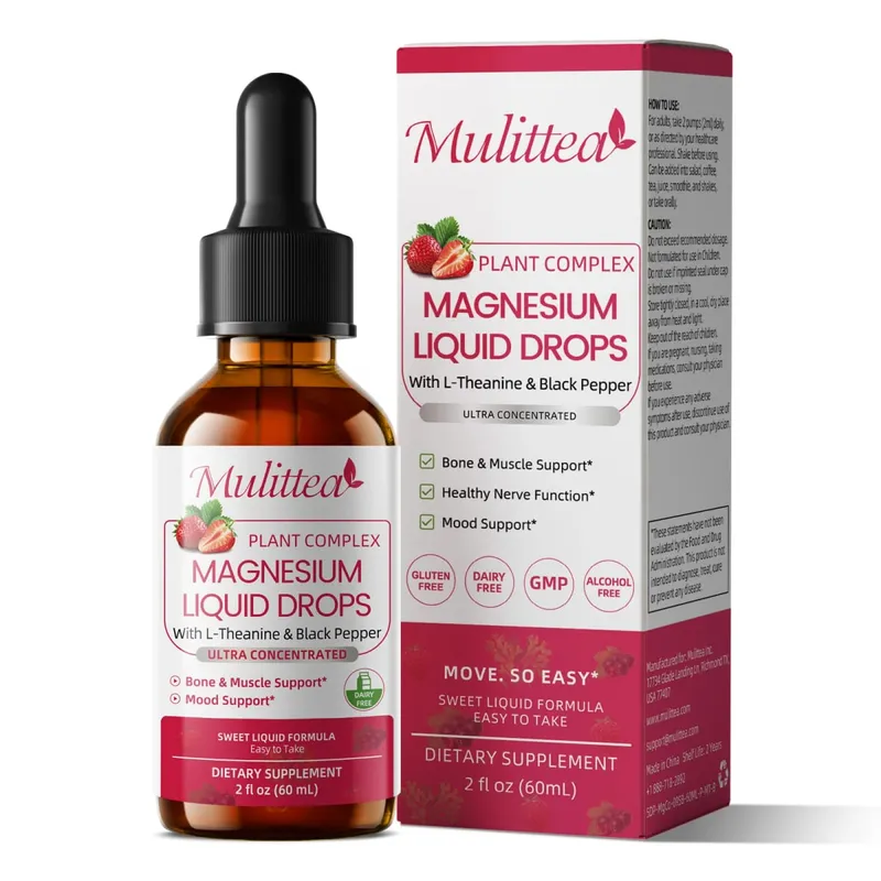 Mulittea Magnesium Drop Vegan+ ללא סוכר תומך ברגיעה ובריאות שינה תומך בתפקוד שרירים ומערכת העצבים עוזר לשמור על איזון אלקטרוליטים בריא