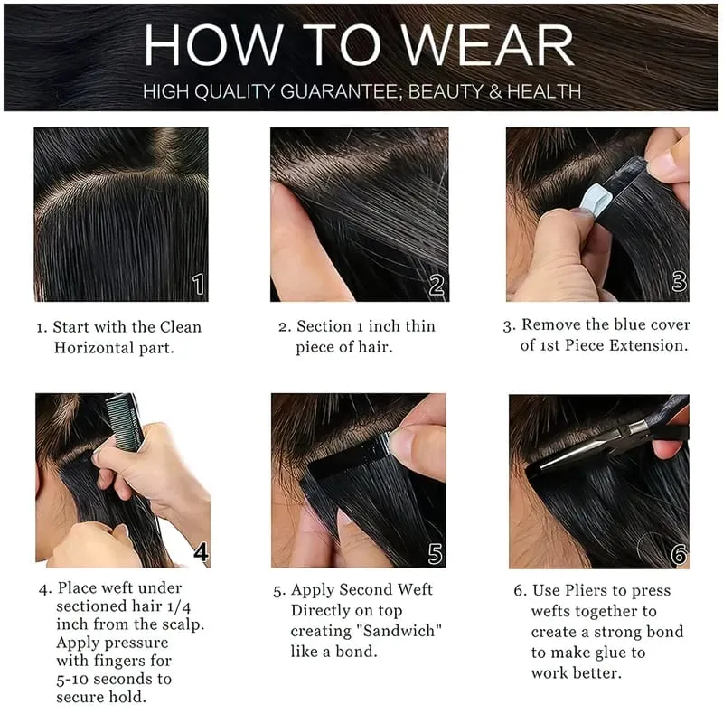 100% Real Vietnamese Human Hair Tape In Hair Extensions Body Wave Extensions Natural Black Invisible Tape on For Woman 26inch