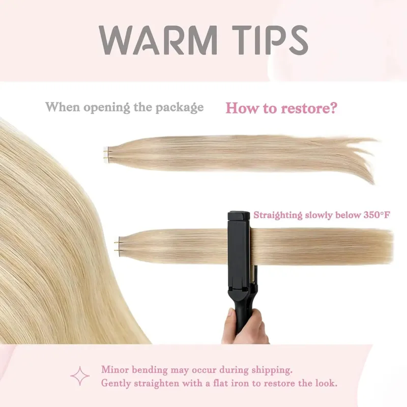 Platinum Blonde Tape In Hair Extensions Human Hair #60 Color 20Pcs 40G Invisible Tape Ins Seamless Skin Weft Remy Hair Extension