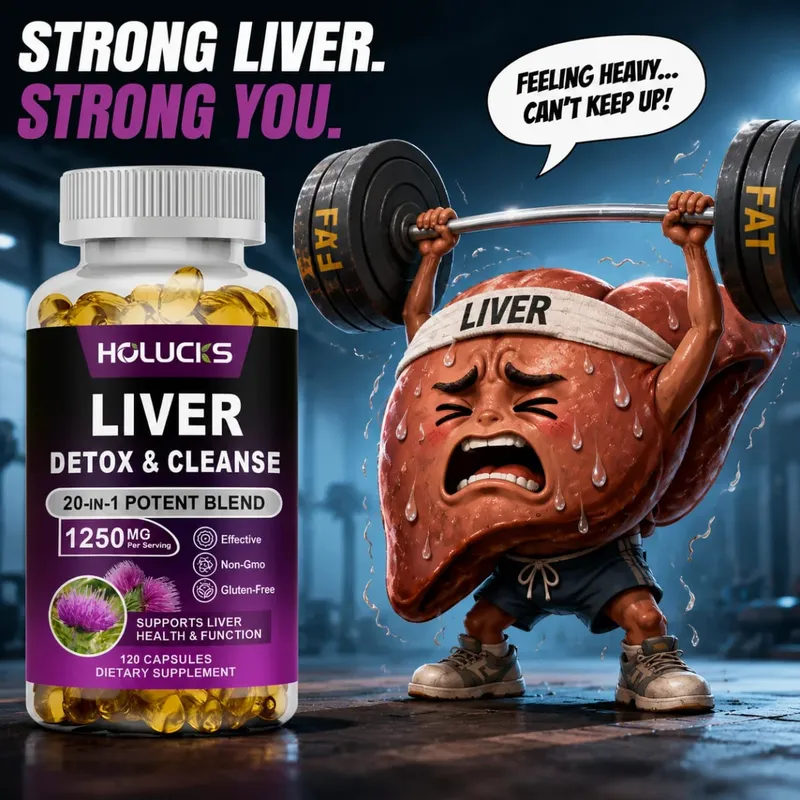 Liver Detox & Cleanse Capsules พร้อม Milk Thistle สนับสนุนการกำจัดสารพิษ การย่อยอาหารและสุขภาพไต สารต้านอนุมูลอิสระและสารล้างพิษ