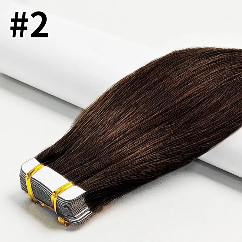 Tape in Hair Extensions Straight Human Hair Remy Tape in Human Hair Extension Natural Color Seamless Silky Straight Skin Tape In