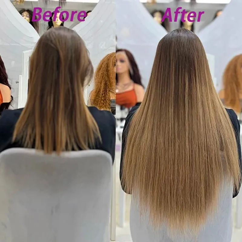 Natural Color Tape In Hair Extensions Human Hair Silk Straight Tape In Extensions Seamless Invisible Color P4/27 50G for Women
