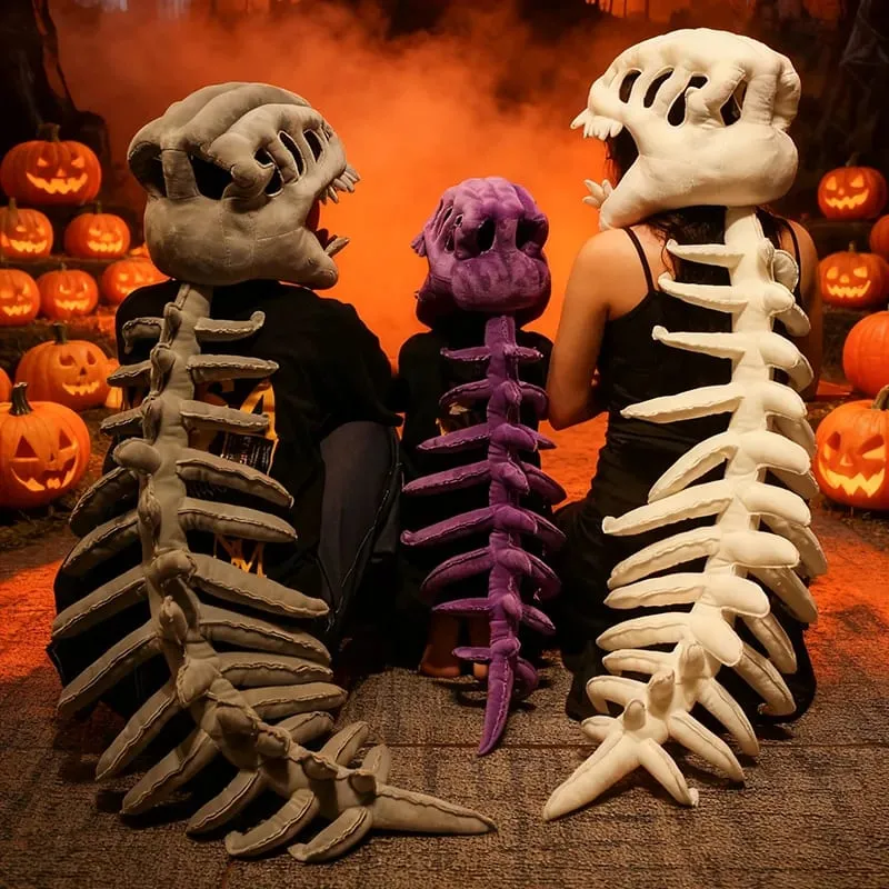 Dinosaur Skeleton Headgear Pillow - 4 Colors Perfect for Party Cosplay & Cozy Sofa Lounging
