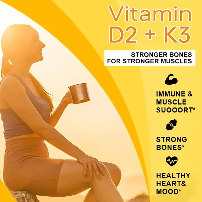 Vitamin D3+K2 Capsules 5000IU 120pcs Bone & Immune Support Vegan Supplement for Bone Precision and Overall Health