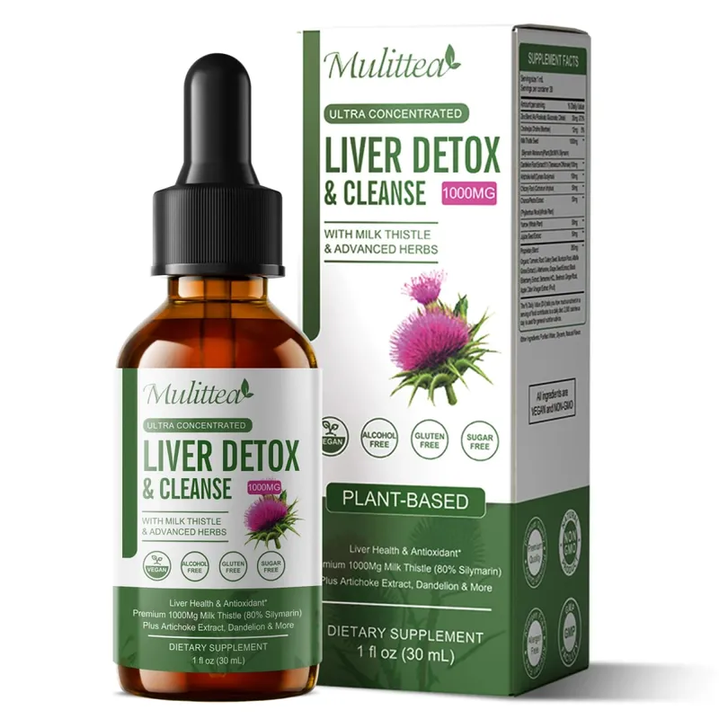 Mulittea Liver Health Gouttes avec chardon-Marie et artichaut - 60 ml Mélange d'herbes avec silymarine pissenlit curcuma et berbérine pour le nettoyage du foie, réparation détox et soutien quotidien