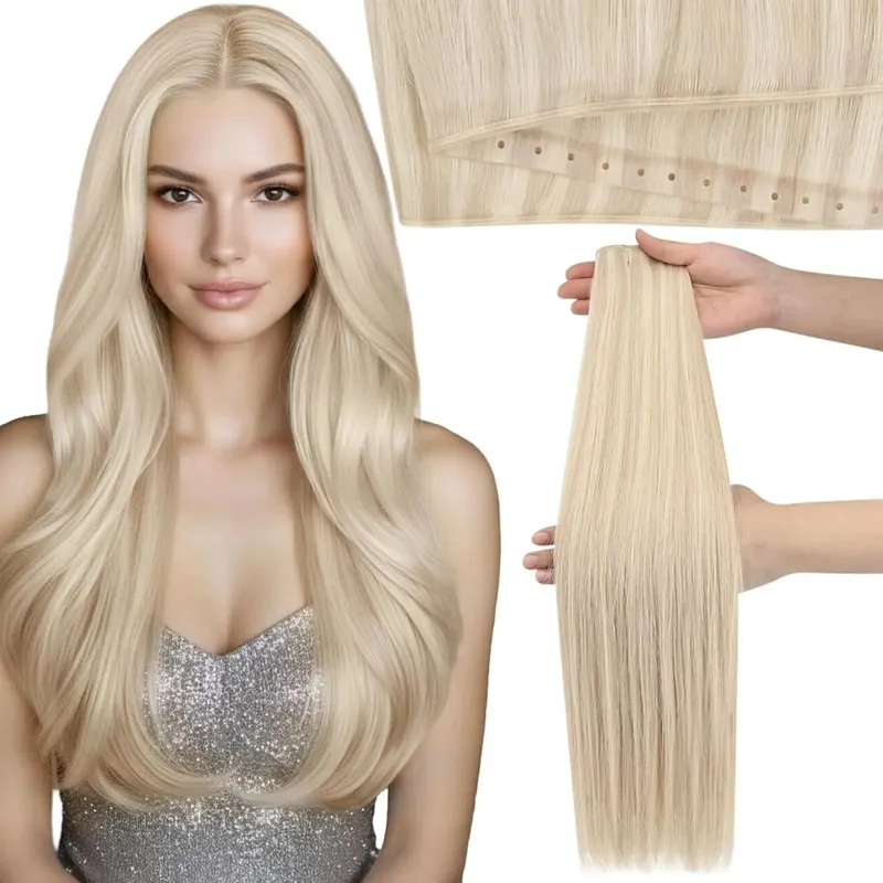 Moresoo Butterfly Weft Human Hair Extensions PU Hole Straight Extensiones De Cabello Humano Pu Hole Weft for Women and Party