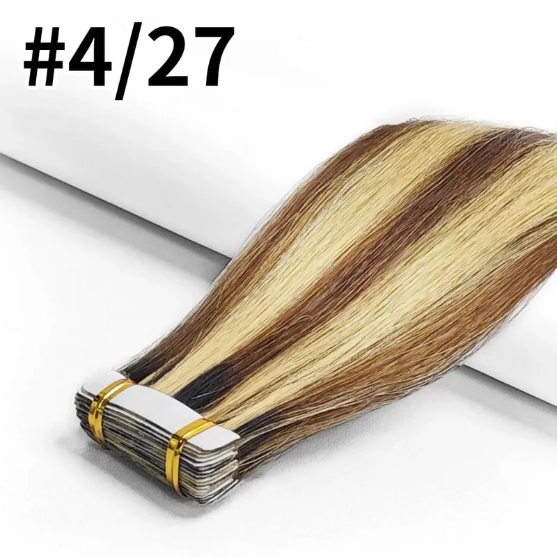 Natural Brazilian Tape Ins Hair Extensions Straight Seamless Tape In 100% Human Hair Adhesive Tape In 20/40/60pcs Hair For Women
