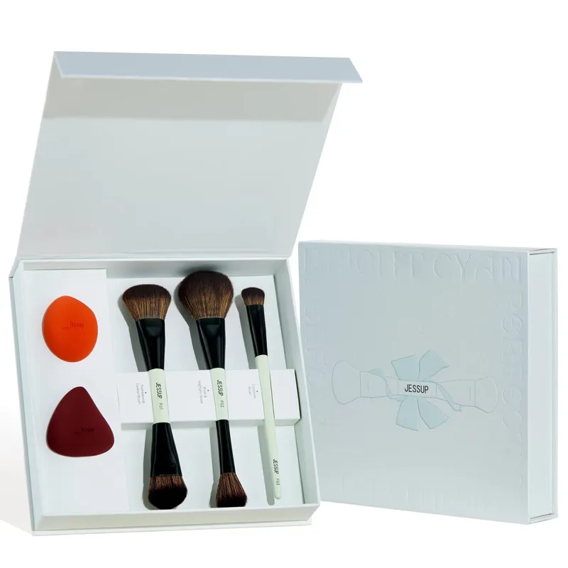 Jessup Makeup Brushes Set with Makeup Sponge 3/7pcs Double Sided Makeup Brush Foundation Blush Eyeshadow with Gift Box