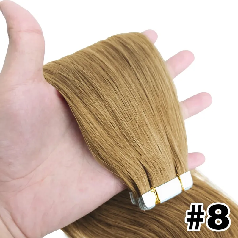 Straight Tape in Human Hair Extension for Women High Quality Brazilian Human Hair Adhesive Tape in Hair Skin Weft Hair Extension