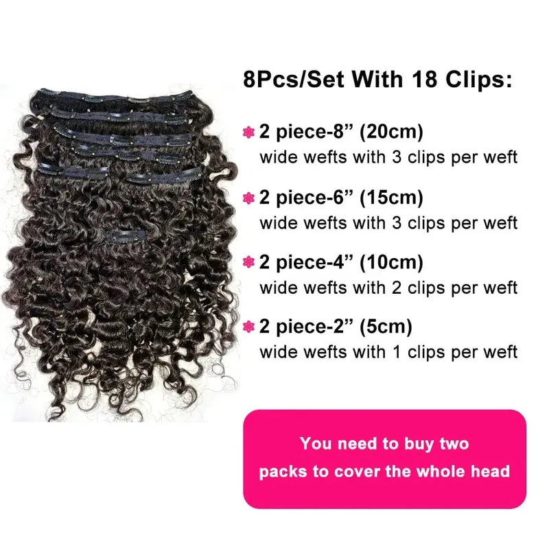 120g Burmese Curly Clip in Hair Extensions Clip Ins Human Hair 8 Pcs Per Set With 18 Clips Human Hair Extensions For Black Women