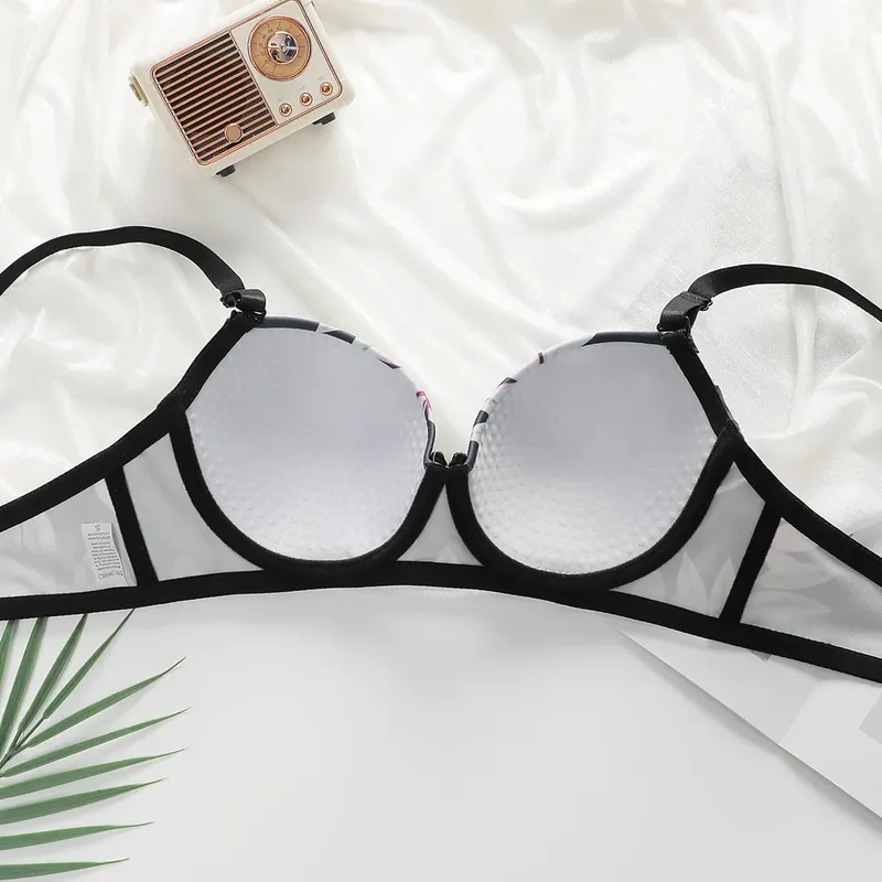 Sexy Lingerie Set for Women Pretty Printed Brassiere Push Up Bra with Steel Ring Everyday Underwear Panty Bras Set S-XL