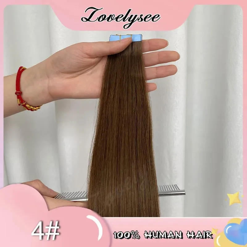 Balayage Tape In Hair Extensions Human Hair 100% Remy Hair Straight Seamless Invisible 20Pcs/40Pcs Tape Ins Human Hair Chick End