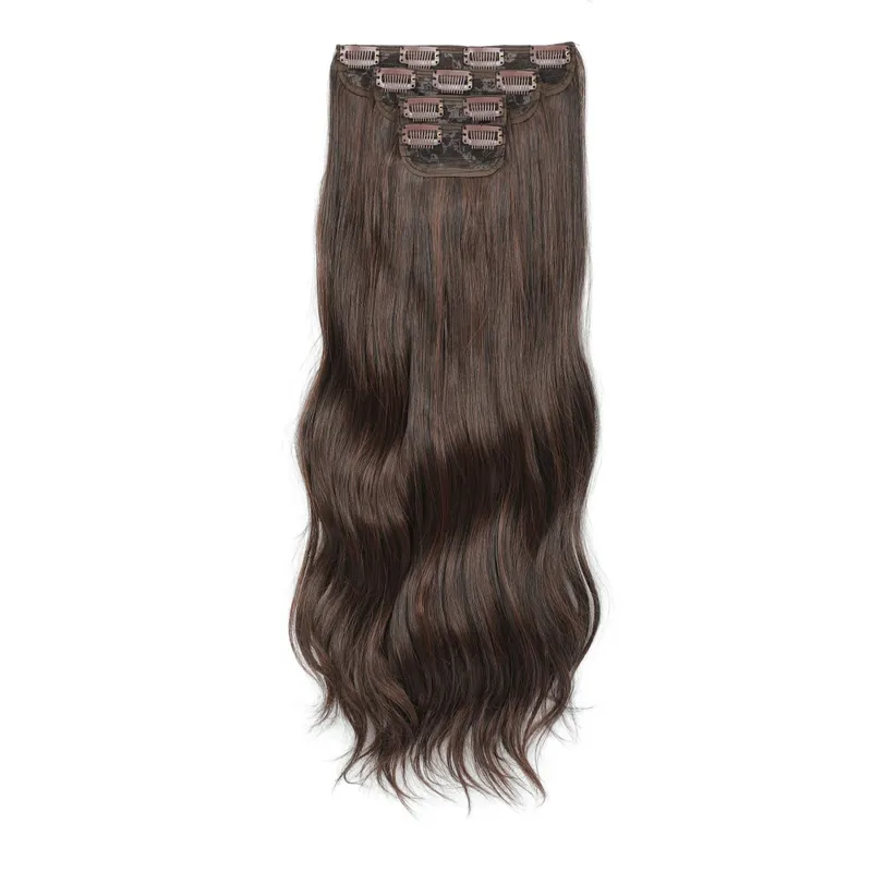 24Inch Clips Body Wave Bundle Ombre Grey Blonde P27/613 4Pcs/Lot Clip In 220g Ombre Brown 6# High Temperature Bio Synthetic Hair