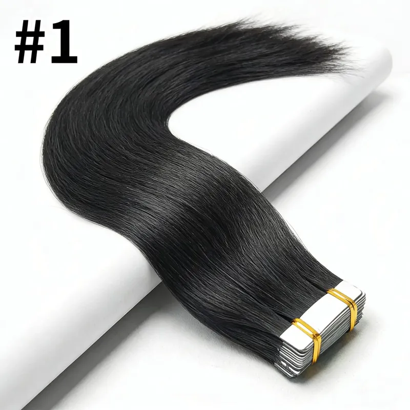 Tape In Hair Extensions Human Hair 50G 20Pcs #4/27 Highlight Color Tape Ins Straight Double Sided Skin Weft Remy Human Hair Tape