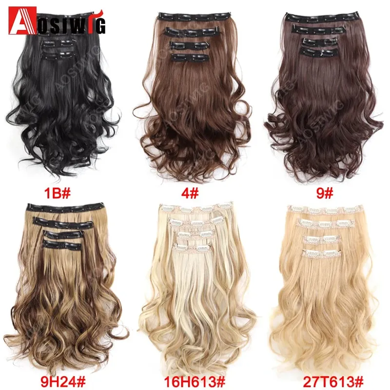 Synthetic 11 Clips Clips in Hair Extensions Long Curly Hairstyle Black Blonde Hairpieces Heat Resistant False Hair Daily Use