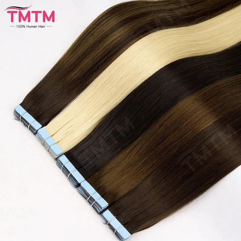 14-22 Inch Tape in Hair Extensions Human Hair 20 Pcs/pack Real Natural Brazilian Remy Hair Straight Seamless Skin Weft For Women
