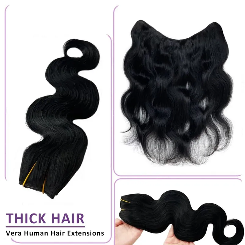 Curly One Piece Clip In Hair Extensions 100G Invisible Body Wave Human Hair With 5 Clips Natural Wave Clip In Hair Extensions
