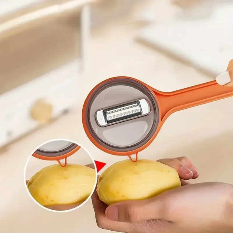 Peeler with Storage Box Fruit and Vegetable Peeler Double-Sided Stainless Steel Multi-Functional Peeler Suitable for Kitchen