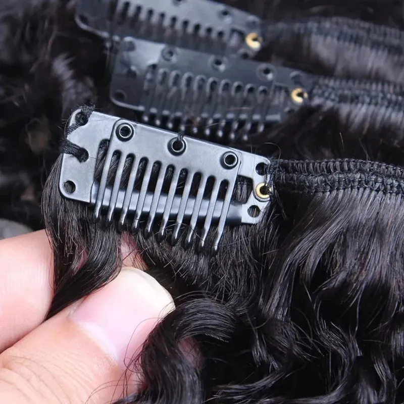 120g Kinky Curly Clip in Hair Extensions Clip Ins Human Hair 8 Pcs Per Set With 18 Clips Human Hair Extensions For Black Women