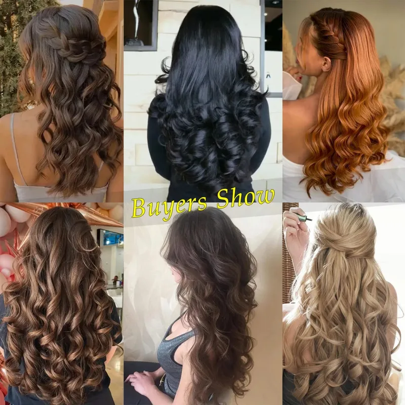 Synthetic 20 Inch Long Curly Clip In Hair Extensions 4pcs/set Bouncy Wavy Fake Hair Black Blonde Suitable For Women To Wear — image 5