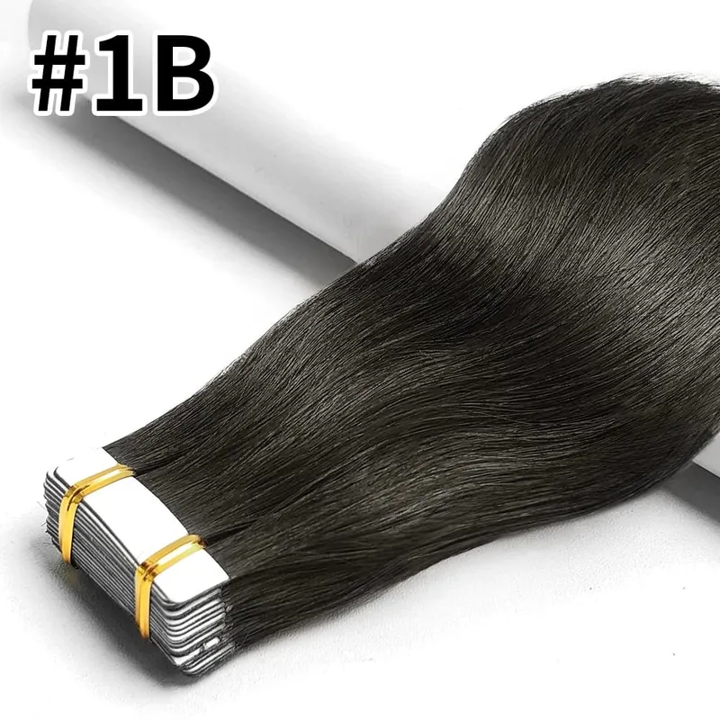 Tape in Hair Extensions Straight Human Hair Brazilian Human Hair Extensions 20Pcs Straight Tape In Adhesive Invisible 50G/Pack
