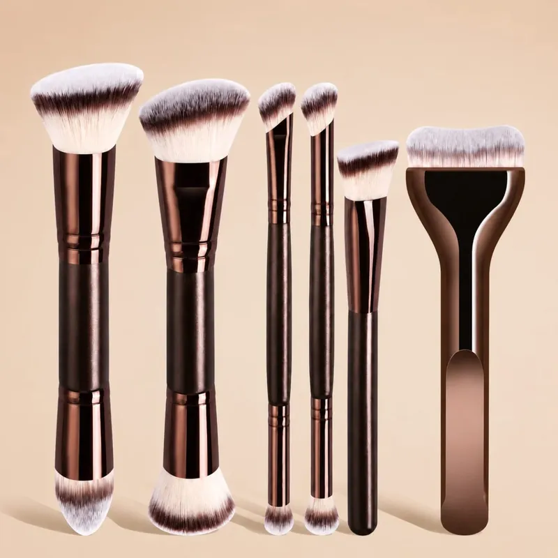 Professional Dual-Ended Makeup Brush Set with Foundation Contour Blush Powder Eyeshadow and Concealer Brushes Soft Syntheti