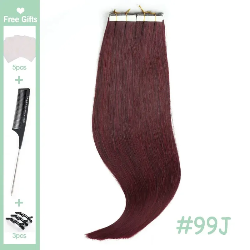 12-24" Brazilian Remy Hair 20pcs Straight Seamless Invisible Tape In Human Hair Extensions Tape In Hair Extensions Human Hair