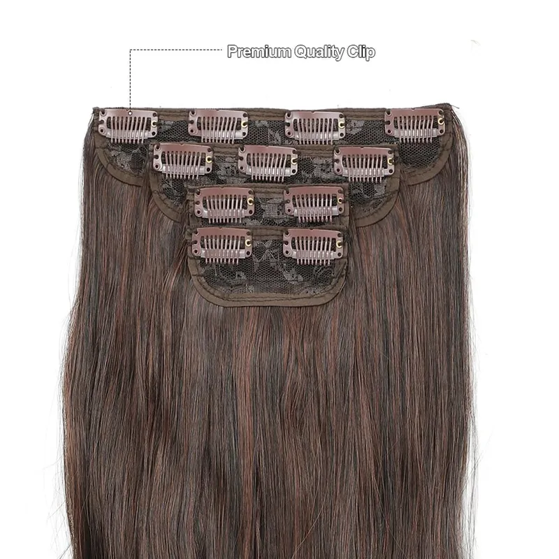 24Inch Clips Body Wave Bundle Ombre Grey Blonde P27/613 4Pcs/Lot Clip In 220g Ombre Brown 6# High Temperature Bio Synthetic Hair