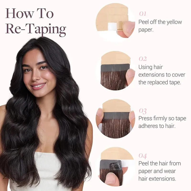 Tape in Hair Extensions Human Hair Remy Tape Ins Human Hair Extensions Seamless Silky Straight Skin Weft for Length and Volume