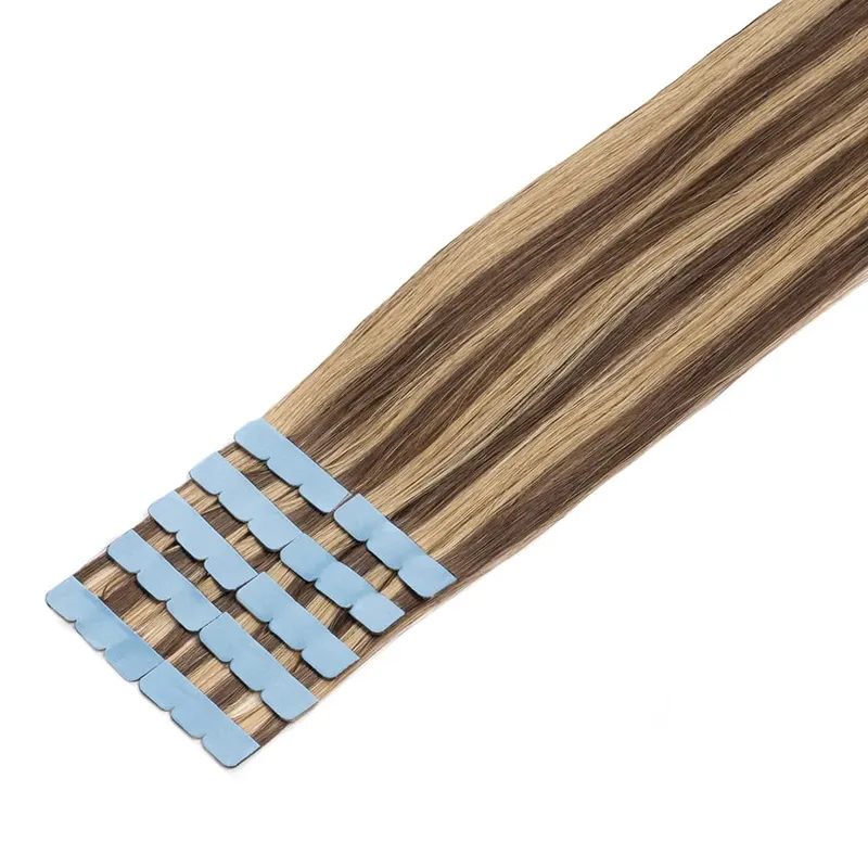 Mini Tape in Hair Extensions Human Hair 3x0.8cm Tiny Interface Tape Ins 360° Movement For Add Side Hair Volume Only 10pcs