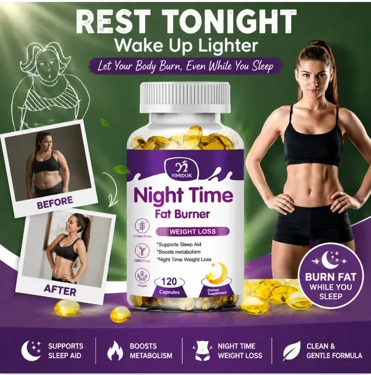 Night Time Slimming Fat Burning Capsules Support Weight Loss Appetite Suppression Metabolism Detoxification for Lean Physique
