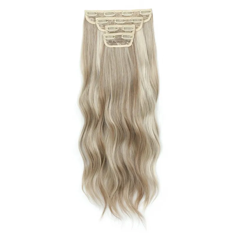 24Inch Clips Body Wave Bundle Ombre Grey Blonde P27/613 4Pcs/Lot Clip In 220g Ombre Brown 6# High Temperature Bio Synthetic Hair