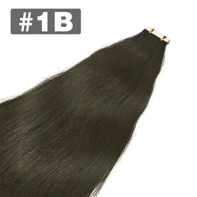 Tape In Hair Extensions 100% Virgin Human Hair Straight Seamless Invisible Skin Weft Tape Ins Extensions Natural Color 50G/pack