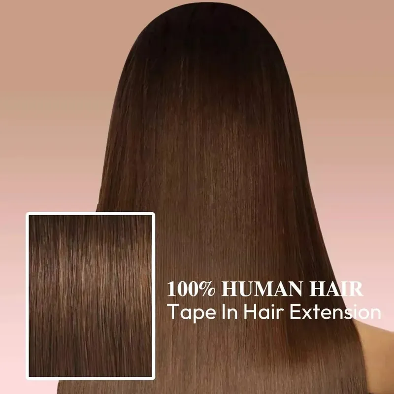 Human Hair Extensions Tape in Hair Extensions Invisible Tape in Hair Extensions Chocolate Brown Tape ins Extensions #4 20pcs 50g
