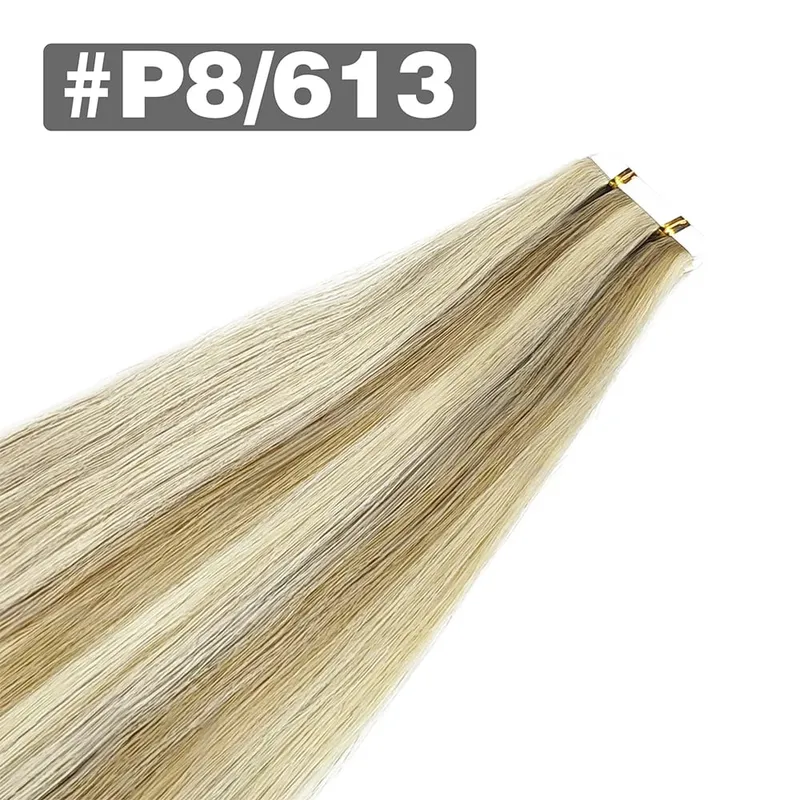 Tape in Hair Extensions Straight 100% Human Hair 20Pcs Natural Black Invisible Seamless Natural Black Tape Ins Hair Extensions