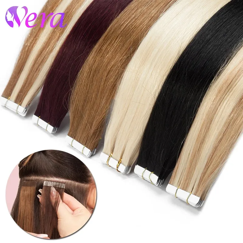 Tape Ins Human Hair Extensions Natural Black 16-26 inch 50G 20Pcs Skin Weft Seamless Invisible Silky Straight Remy Human Hair