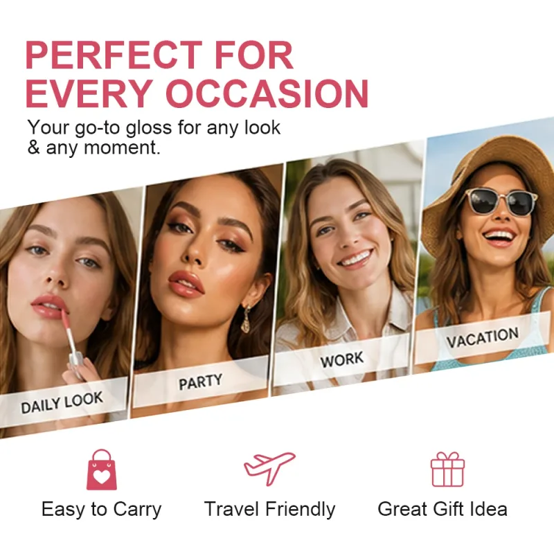Shimmer Lip Gloss 12 Shades Glass High Shine Μη κολλώδες Ενυδατικό Μακιγιάζ χειλιών που γεμίζουν μεγάλη διάρκεια
